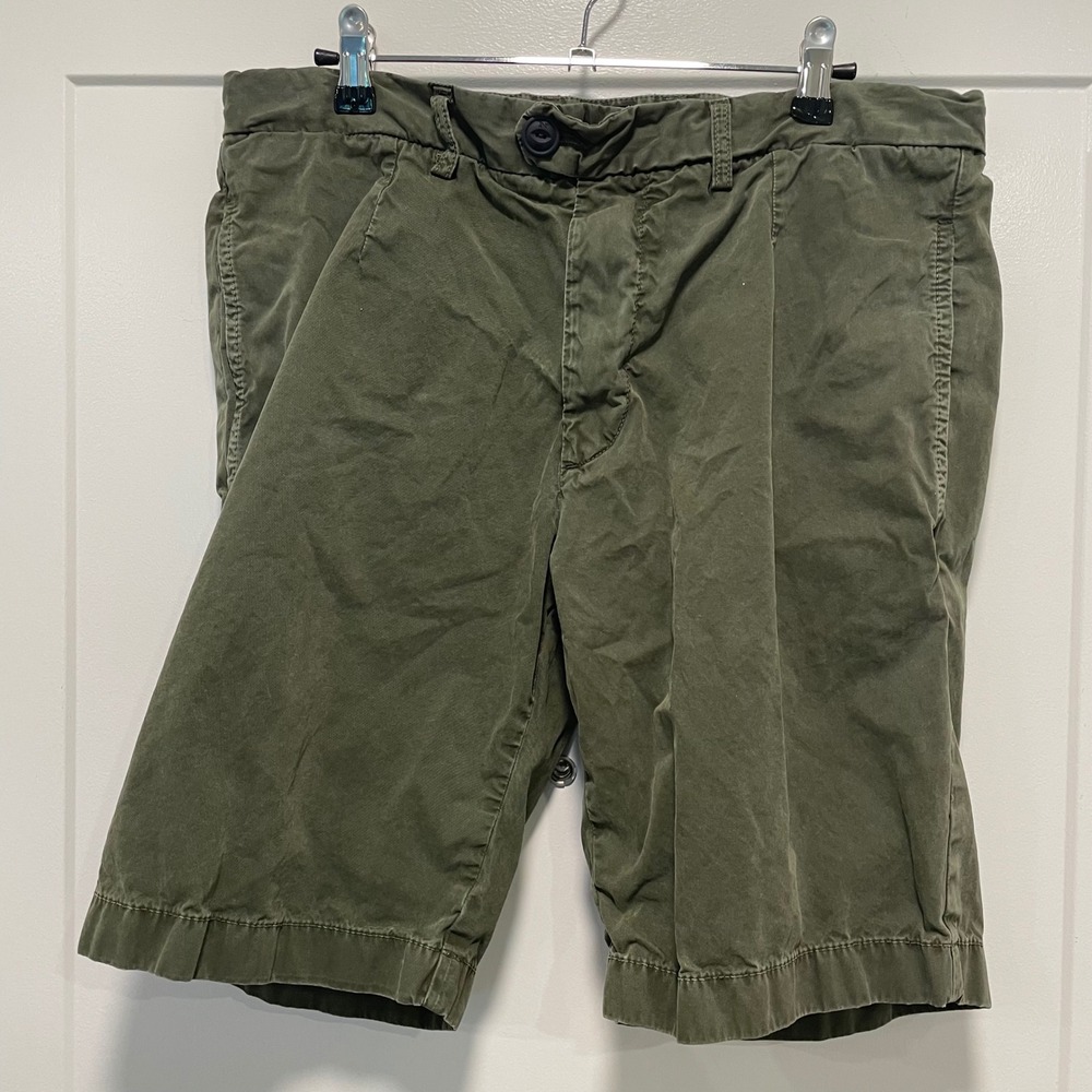 North Sails Mens Olive Green Cotton Chino‎ Shorts Size 33 Flat Front Casual